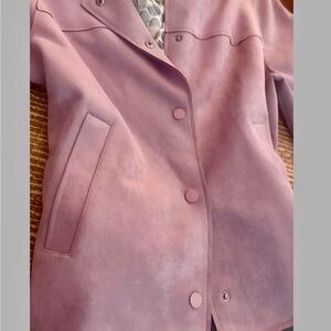 Chico's Lavender faux Suede Jacket with stretch . Chicos Size 1.